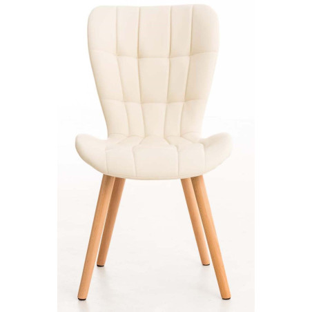 Lot de 4 chaises de salle à manger Elda, similicuir crème