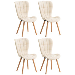 Ensemble de 4 chaises de salle à manger Elda, similicuir, crème