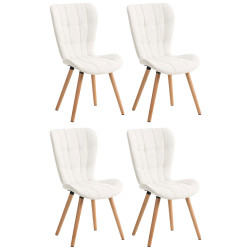 Lot de 4 chaises de salle à manger Elda similicuir blanc