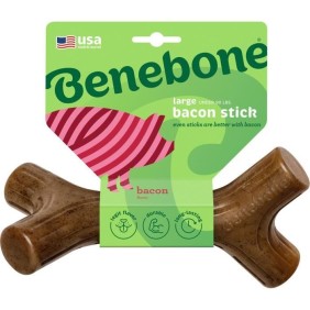 Benebone Jouet  b‚ton a m‚cher  pour chien adulte, Taille L, saveur bacon , durable et rÈsistant