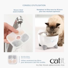 CATIT 6 Filtres pour fontaine a eau PIXI