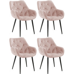 Lot de 4 chaises Tanna en velours rose