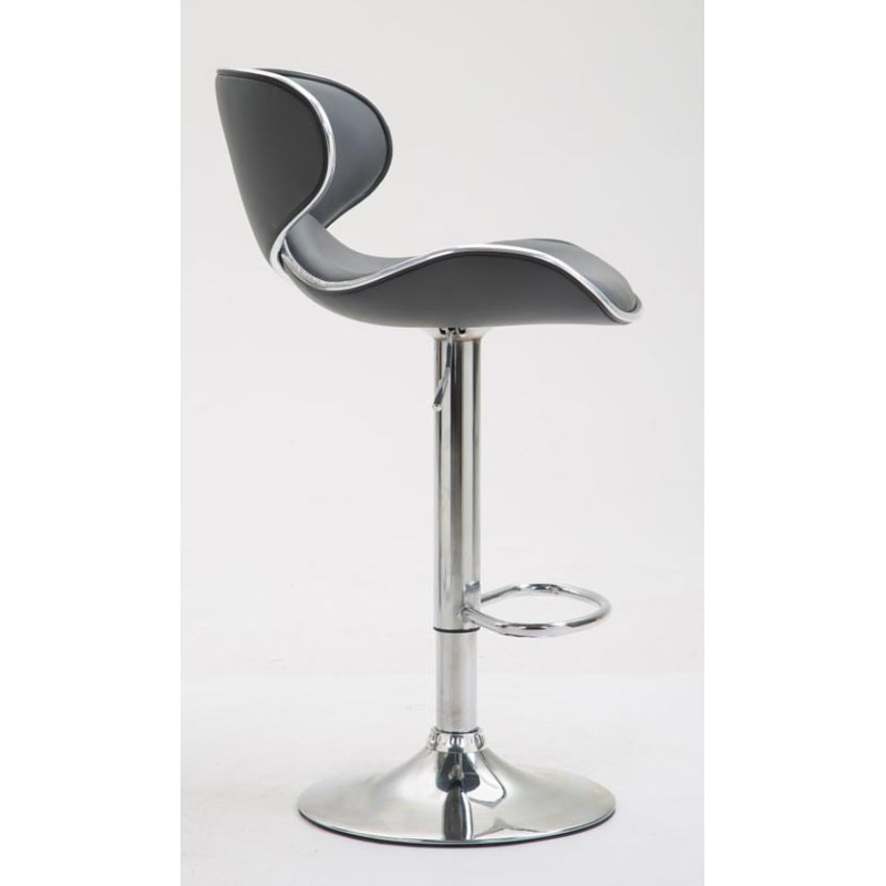 Lot de 2 tabourets de bar Las Vegas V2 simili cuir gris chrome