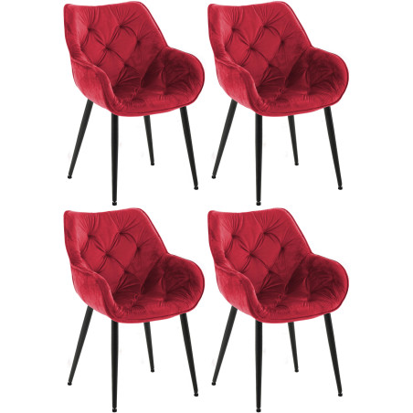 Ensemble de 4 chaises Tanna en velours rouge
