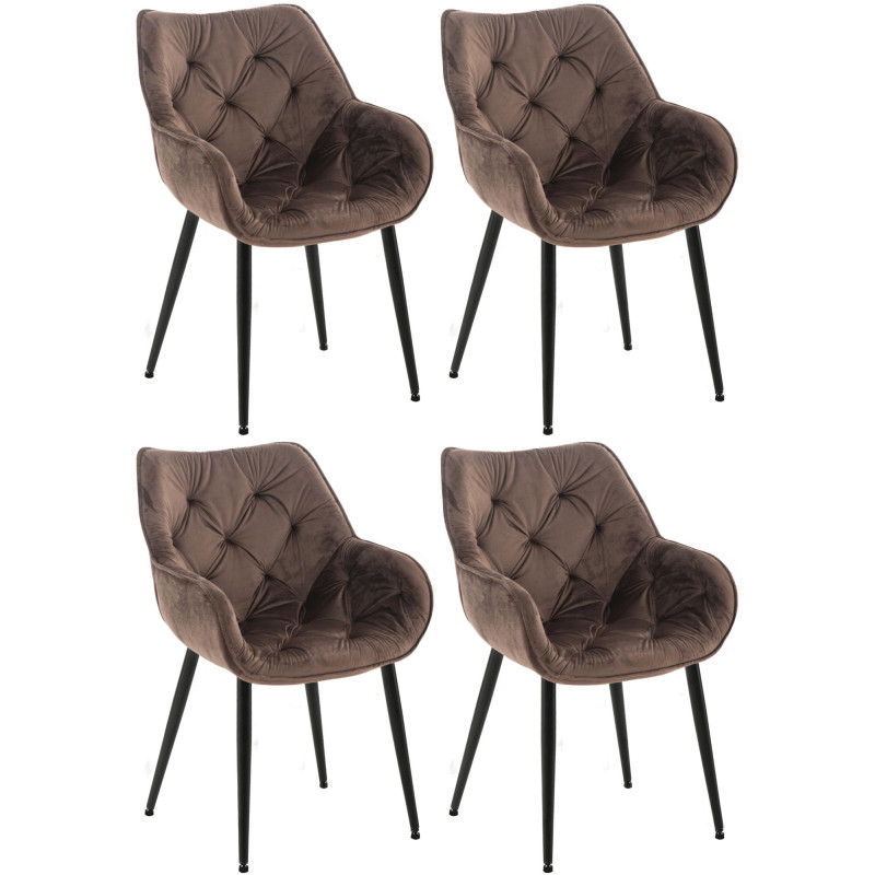 Ensemble de 4 chaises Tanna en velours marron