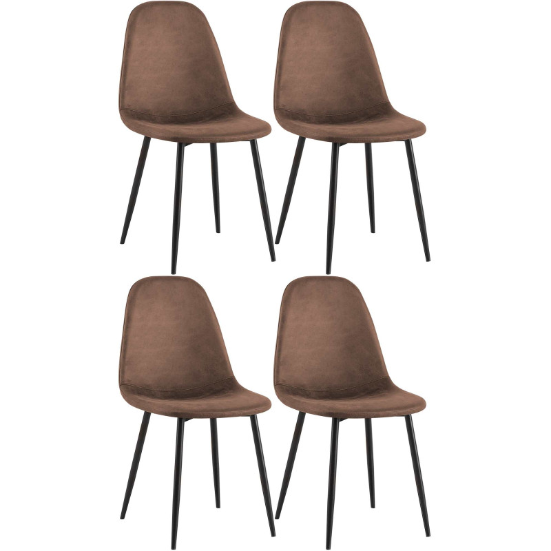 Ensemble de 4 chaises de salle à manger Napier, similicuir marron
