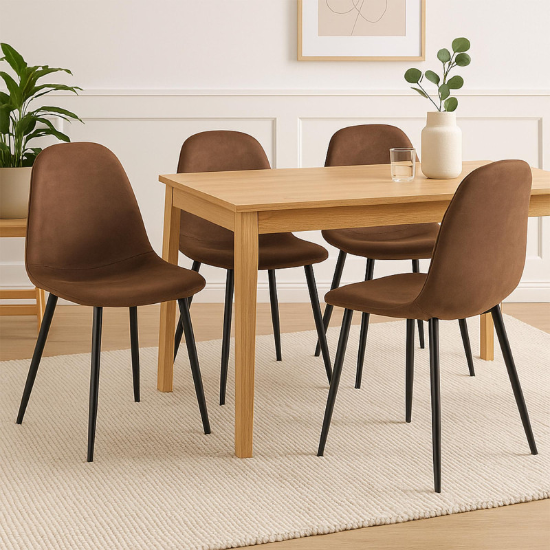 Ensemble de 4 chaises de salle à manger Napier, similicuir marron