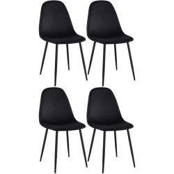 Ensemble de 4 chaises de salle à manger Napier en velours noir