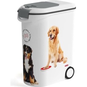 CURVER Conteneur a croquettes pour chien avec roulettes 20 kg - 54L - Love Pets