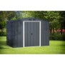 Abri de jardin en métal 4,77 m2 - Kit d'ancrage inclus - Gris anthracite