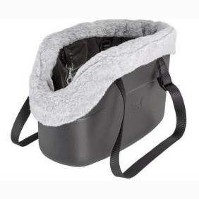 WITH ME Sac de transport avec fourrure pour chien noir 21,5 x 43,5 x 27cm