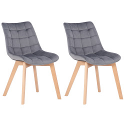 Lot de 2 chaises de salle à manger Passaic en velours gris