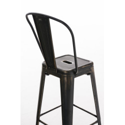 Tabouret de bar Aiden antique noir et or
