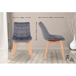 Lot de 2 chaises de salle à manger Passaic en velours gris