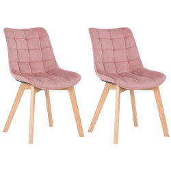 Lot de 2 chaises de salle à manger Passaic en velours rose