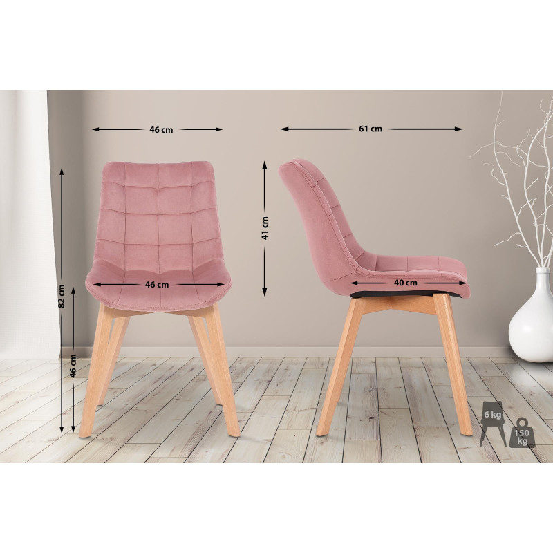 Ensemble de 2 chaises de salle à manger Passaic en velours rose