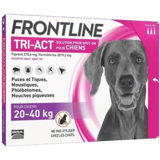 FRONTLINE 3 pipettes Tri-Act - Pour chien de 20 a 40 kg