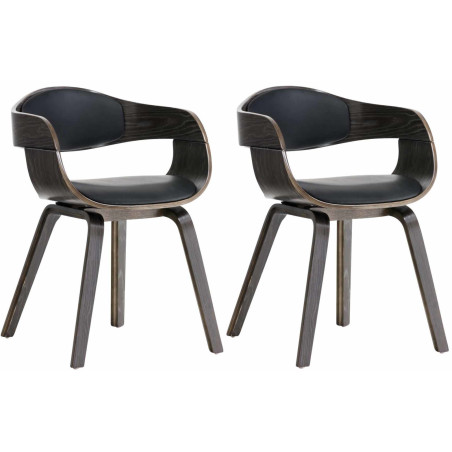 Lot de 2 chaises Kingston, simili cuir noir/gris