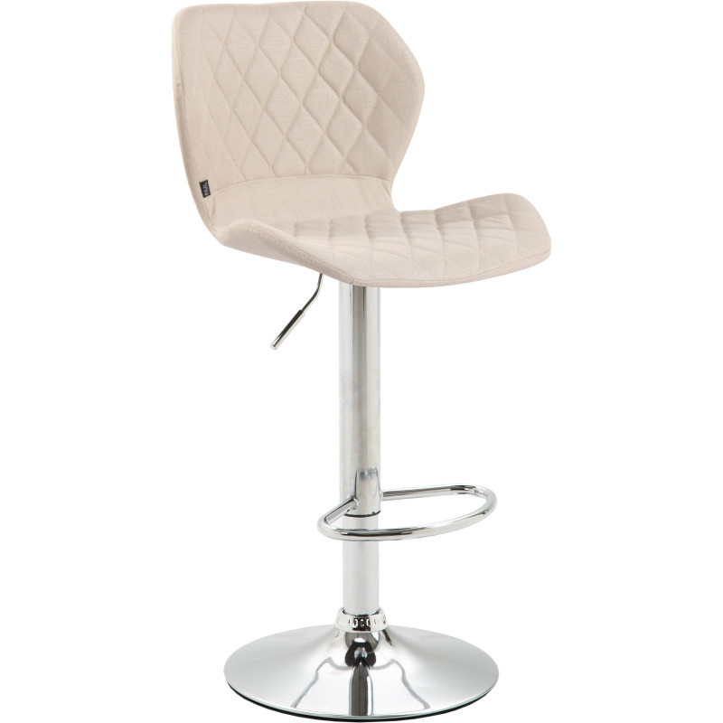 Tabouret de bar en liège et tissu chromé crème