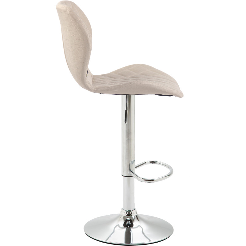 Tabouret de bar en liège et tissu chromé crème
