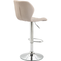 Tabouret de bar en liège et tissu chromé crème