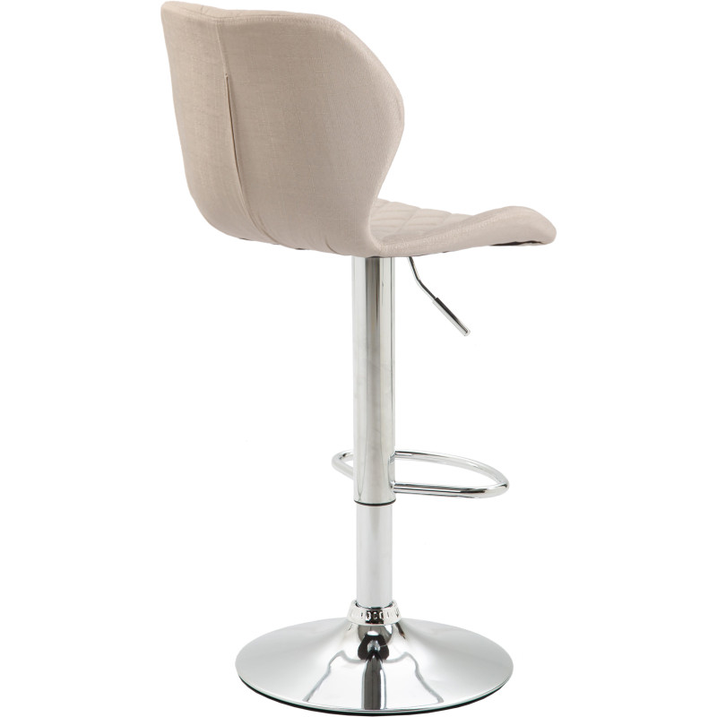 Tabouret de bar en liège et tissu chromé crème