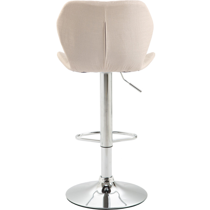 Tabouret de bar en liège et tissu chromé crème