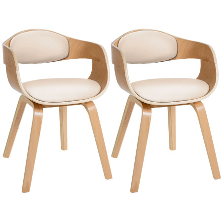 Lot de 2 chaises Kingston simili cuir naturel/crème