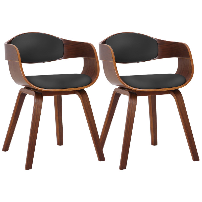Lot de 2 chaises Kingston, simili cuir, noyer/noir
