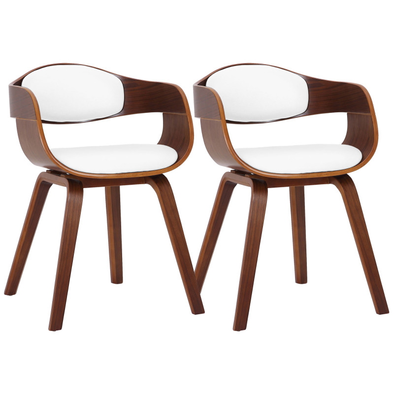 Lot de 2 chaises Kingston, simili cuir, noyer/blanc
