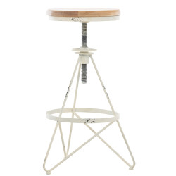 Lot de 2 tabourets de bar Karla blanc antique