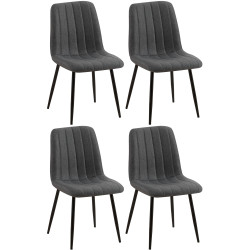 Lot de 4 chaises Dijon en tissu gris foncé