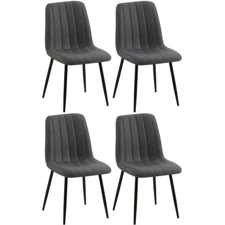 Lot de 4 chaises Dijon en tissu gris foncé