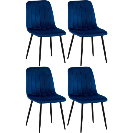 Lot de 4 chaises Dijon velours bleu