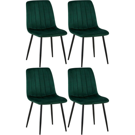 Ensemble de 4 chaises en velours vert Dijon