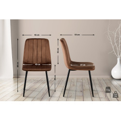 Ensemble de 4 chaises Dijon en velours marron