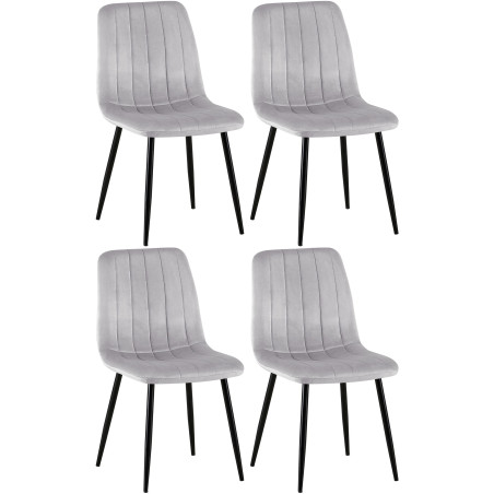Ensemble de 4 chaises en velours gris Dijon