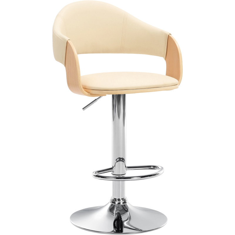Tabouret de bar Nilse en cuir artificiel chromé nature/crème