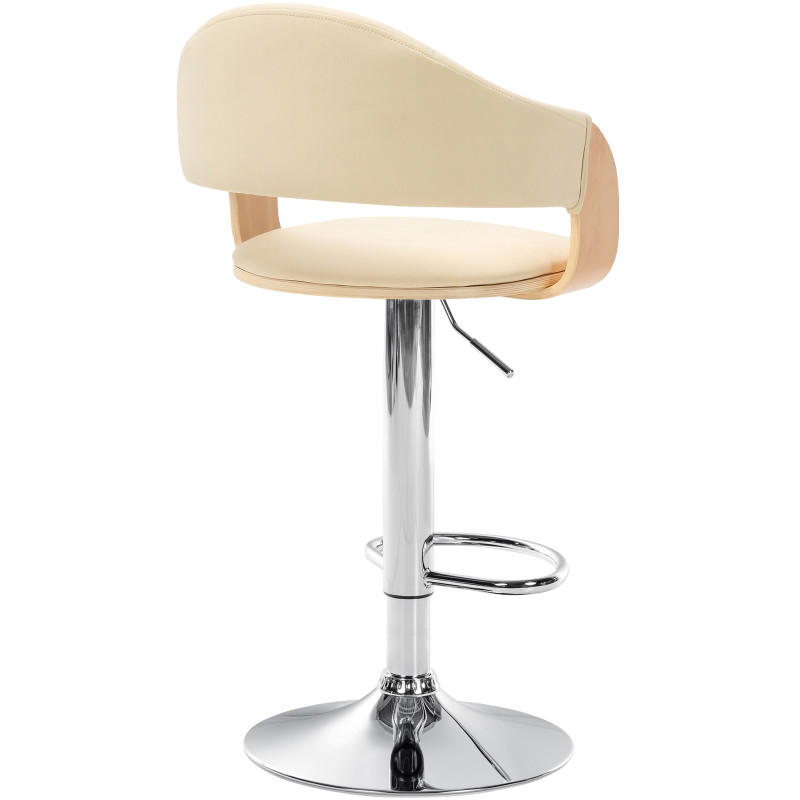 Tabouret de bar Nilse en cuir artificiel chromé nature/crème