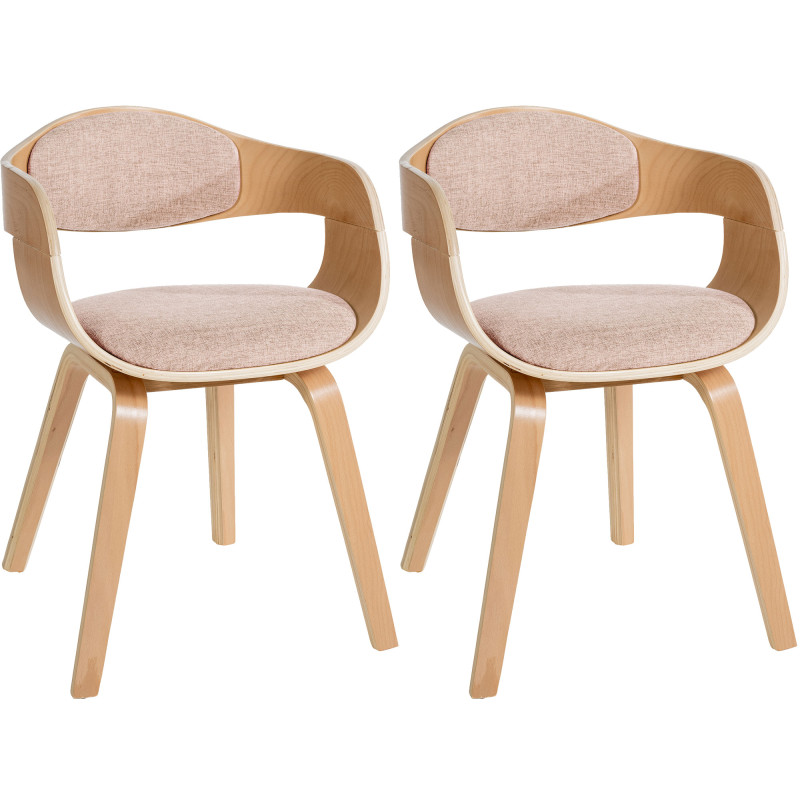 Lot de 2 chaises Kingston en tissu naturel/crème