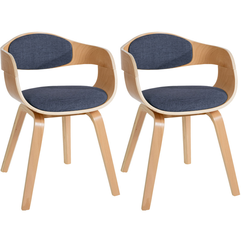 Ensemble de 2 chaises Kingston, tissu naturel/bleu
