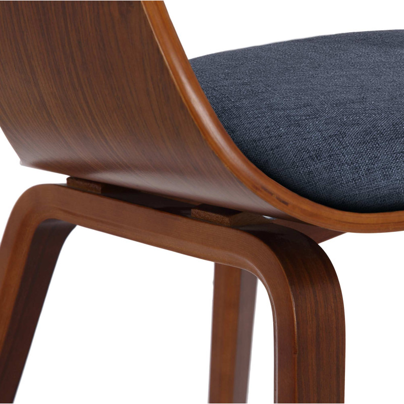 Lot de 2 chaises Kingston, tissu noyer/bleu