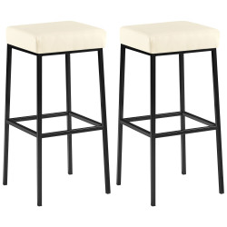 Ensemble de 2 tabourets de bar Montréal 85 simili cuir crème