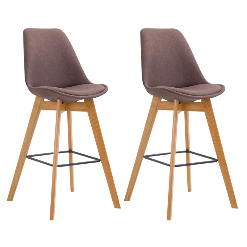 Lot de 2 tabourets de bar Metz tissu natura brun