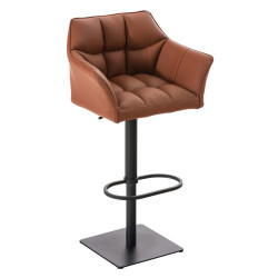 Lot de 2 tabourets de bar Damaso, simili cuir marron clair