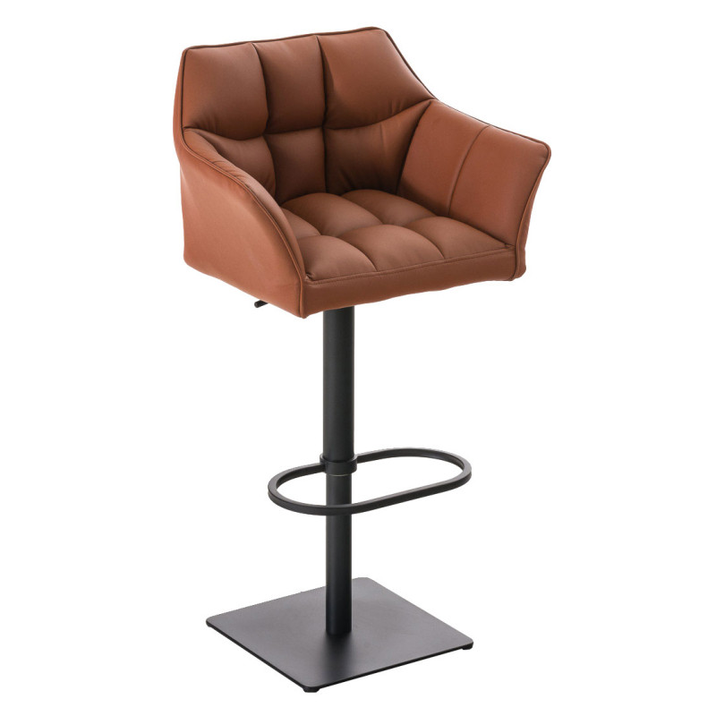 Lot de 2 tabourets de bar Damaso, simili cuir marron clair