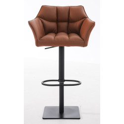 Lot de 2 tabourets de bar Damaso, simili cuir marron clair