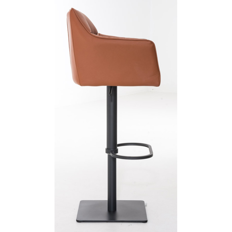 Lot de 2 tabourets de bar Damaso, simili cuir marron clair