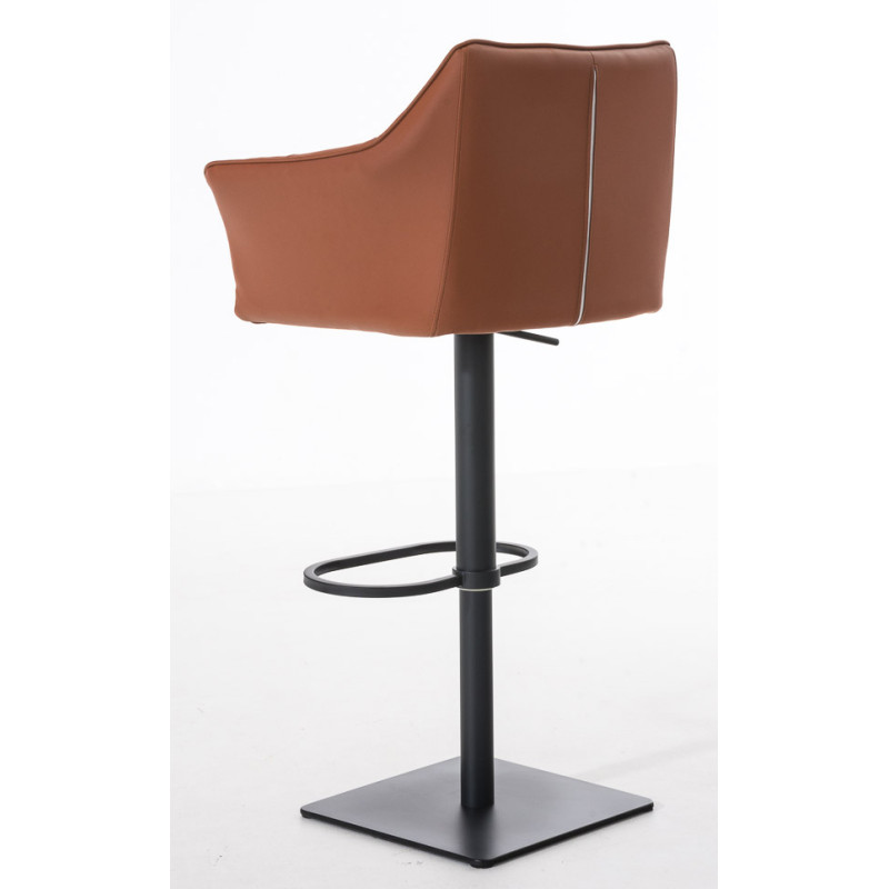 Lot de 2 tabourets de bar Damaso, simili cuir marron clair