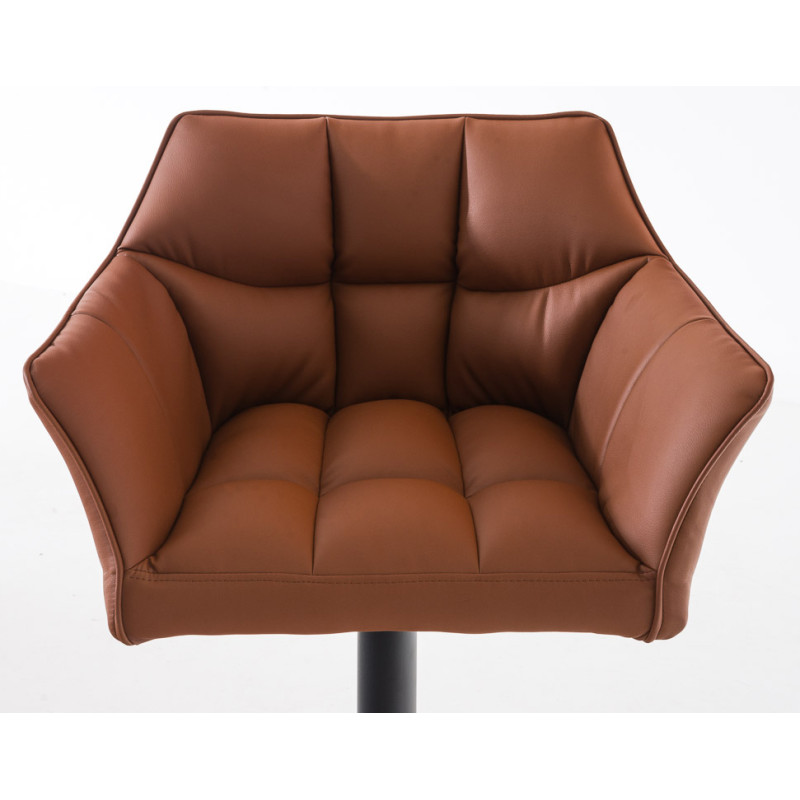 Lot de 2 tabourets de bar Damaso, simili cuir marron clair